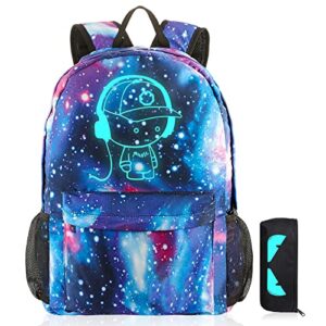 samit anime luminous backpack with pencil case for teen boys and girls,college school daypack lightweight laptop bag