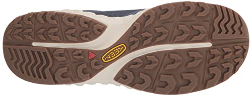 KEEN Women's-NXIS Evo Low Height Waterproof Fast Packing Hiking Shoes, Vintage Indigo/Peachy, 7.5