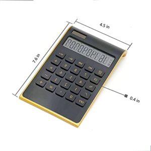Solar Gold Calculator Standard Function Desktop Calculator LCD 10-Digit Desktop Calculator for Office, Home, (Black)