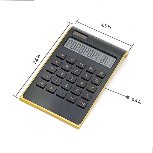 Solar Gold Calculator Standard Function Desktop Calculator LCD 10-Digit Desktop Calculator for Office, Home, (Black)