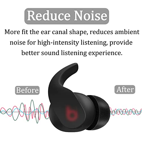 3 Pairs Memory Foam Compatible with Beats Fit Pro Ear Tips Buds, S/M/L 3 Size Replacement Cancel Noise Anti-Slip Fit in Case Comfortable No Silicone Pain Earbuds for Beat Fit Pro - Black