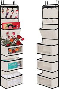 victorich super convenient sturdy door over hanging organizer, behind the door storage organizer with hook and large clear windows, hanging wall file organizer (1 pack a-silk-beige)