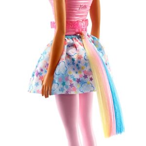 Barbie Dreamtopia Doll with Removable Unicorn Headband & Tail, Blue & Purple Fantasy Hair & Cloudy Star-Print Skirt, Unicorn Toy