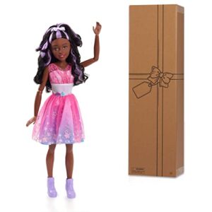 barbie 28-inch best fashion friend star power doll and accessories, dark brown hair, kids toys for ages 3 up by just play