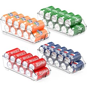 simplehouseware soda can organizer for refrigerator/pantry, clear, set of 4
