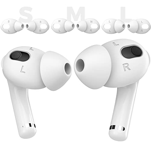 AhaStyle 3 Pairs AirPods 3 Ear Tips Silicone Earbuds Cover [Not Fit in The Charging Case] Compatible with Apple AirPods 3 2021 (Large+Medium+Small, White)