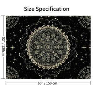 FLY SPRAY Black Golden Mandala Tapestry Astrology Wall Hanging Wall Tapestry Aesthetic Hippie Wall Decor Bohemian Wall Art Boho Home Decoration for Bedroom,Living Room,Dorm