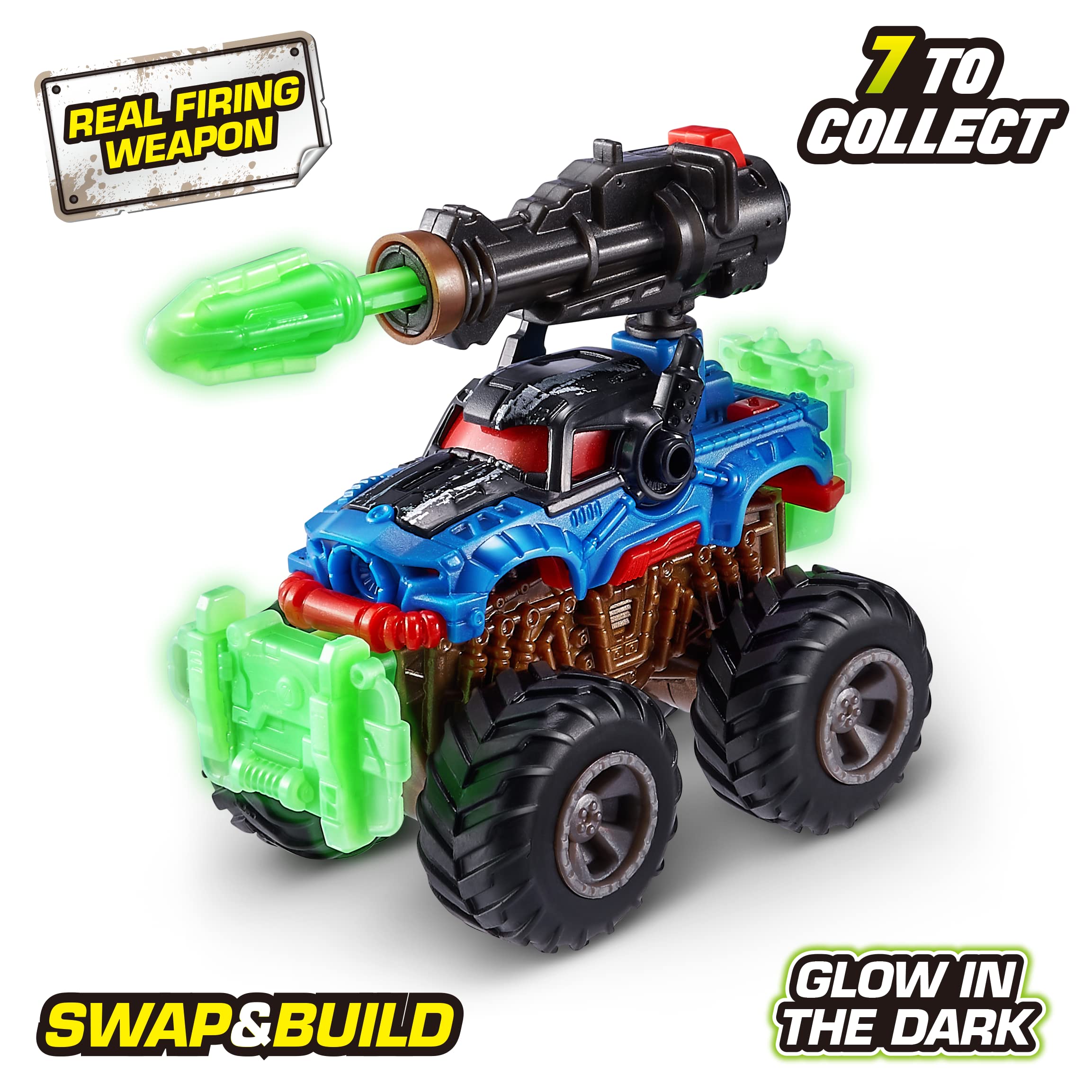 5 Surprise Monster Trucks Glow Riders Series 2 by ZURU (2 Pack) Glow in The Dark, Miniature Mystery Collectible Capsules, Mini Toy Truck, Battle Toys for Boys, Kids, Teens