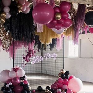 PartyWoo 140 pcs Pink Balloon Arch Kit, Black and Hot Pink Balloon Garland with Rose Gold 4D Balloons, Dusty Rose Metallic Balloons for Birthday Decorations, Wedding Decorations, Bachelorette Party