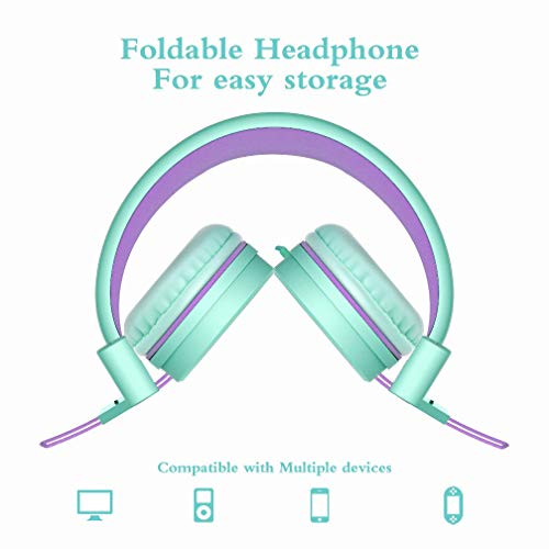 ELECDER Kids Headphones Bundle for Children Girls Boys Teens Foldable Adjustable On Ear Headphones 3.5mm Jack Compatible Cellphones Computer MP3/4 Kindle Airplane School Tablet