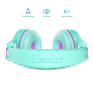 ELECDER Kids Headphones Bundle for Children Girls Boys Teens Foldable Adjustable On Ear Headphones 3.5mm Jack Compatible Cellphones Computer MP3/4 Kindle Airplane School Tablet