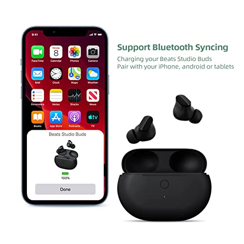 Charging Case Replacement Compatible with Beats Studio Buds, Charger with Bluetooth Pairing Sync Button & 660mAh Built-in Battery (Not Include Beats Studio Buds) Black