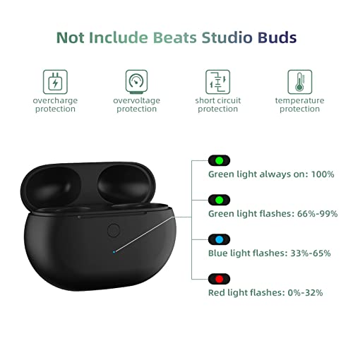 Charging Case Replacement Compatible with Beats Studio Buds, Charger with Bluetooth Pairing Sync Button & 660mAh Built-in Battery (Not Include Beats Studio Buds) Black