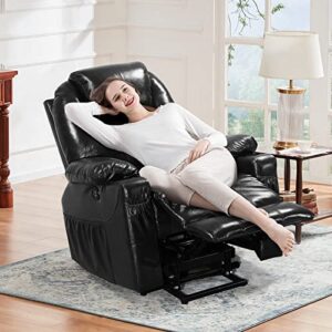 emonia power lift recliner real leather lift chairs recliners for elderly with massage and heat for elderly,okin motor lift chairs,2 usb, 2 cup holder&4 side pockets (black)