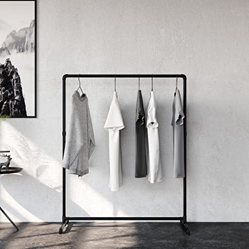 pamo Industrial Design garment rack - LAS LOW - freestanding Coat Rack for Walk-In Wardrobe Wall I Clothes Rack Made of Black Sturdy Pipes freestanding from Water Pipes