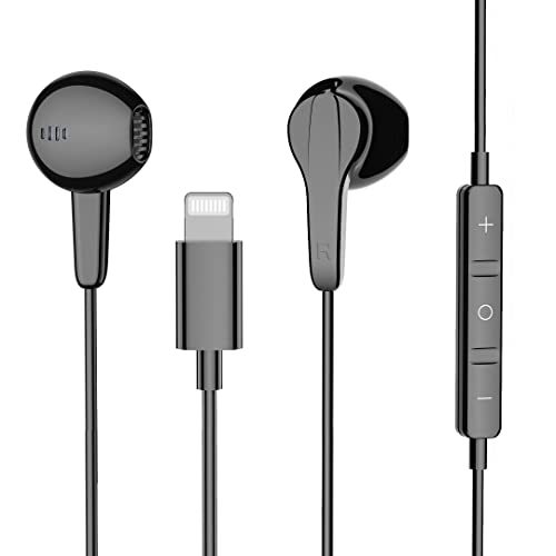 Earphones with Lightning Connector, MFi Certified Wired Earphones with Microphone and Volume Control, Compatible with iPhone 13/12/11 Pro Max/Xs Max/XR/X/7/8 Plus