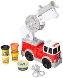 play-doh wheels fire truck toy vehicle set, 5 cans, preschool toys for 3 year old boys & girls & up, imagination toys