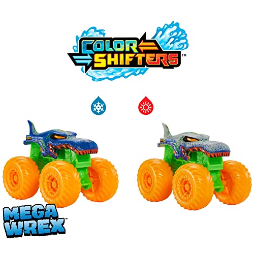 Hot Wheels Monster Trucks Color Reveal 2-Pack & Clip-On Water Tank, 2 Toy Trucks with Surprise Reveals (Styles May Vary)