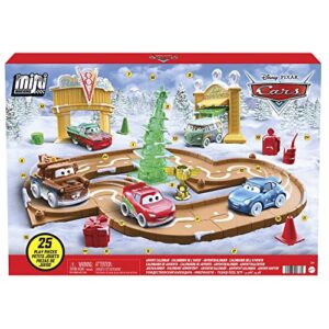 ​disney and pixar cars toys mini racers advent calendar with 5 toy cars, track pieces and mini-toy accessories 25 surprises holiday gifts for kids
