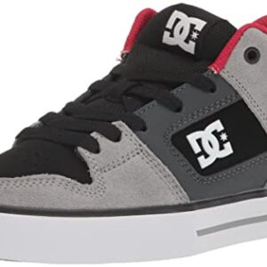 DC Men's Pure MID Casual Skate Shoe, Black/Grey/RED, 12