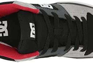 DC Men's Pure MID Casual Skate Shoe, Black/Grey/RED, 12