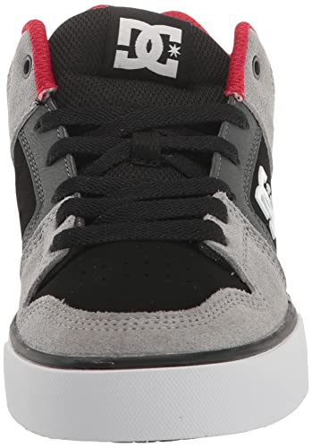 DC Men's Pure MID Casual Skate Shoe, Black/Grey/RED, 12