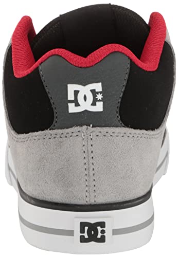 DC Men's Pure MID Casual Skate Shoe, Black/Grey/RED, 12