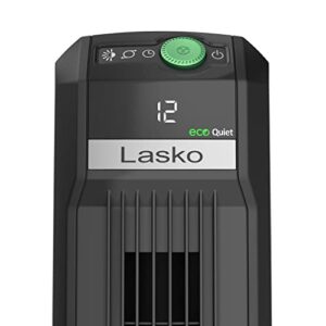 Lasko EcoQuiet Oscillating Tower Fan, Portable, Remote Control, Timer, 12 Quiet Speeds, for Living Room, Bedroom and Office, 42", Black, T42700, Large