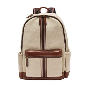 fossil all-gender buckner fabric backpack with travel strap bag, color: natural multi (model: mbg9594101)