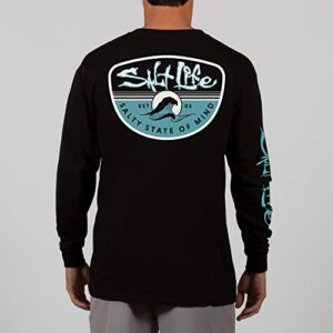 Salt Life Morning Wave Long Sleeve Classic Fit Shirt, Black, XX-Large
