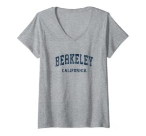 womens berkeley california ca vintage varsity sports navy design v-neck t-shirt