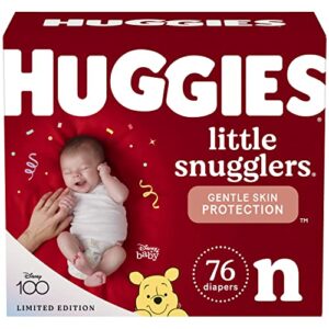 huggies newborn diapers, little snugglers baby diapers, size newborn (up to 10 lbs), 76 count
