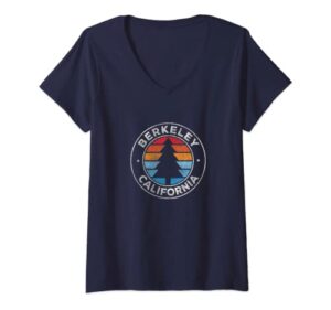 womens berkeley california ca vintage graphic retro 70s v-neck t-shirt