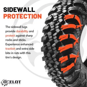 Ocelot Aurora 30x10x14 UTV Tires All Terrain, Durable 8-Ply Radial Construction and Non-Directional Tread, Thick Lugs for Diverse Terrain and Conditions - 30x10x14 UTV Tire