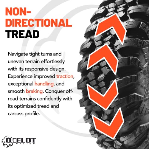 Ocelot Aurora 30x10x14 UTV Tires All Terrain, Durable 8-Ply Radial Construction and Non-Directional Tread, Thick Lugs for Diverse Terrain and Conditions - 30x10x14 UTV Tire