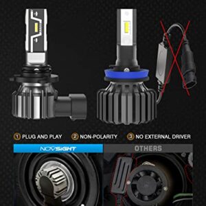 NOVSIGHT 9005 9006 Led Headlight Bulbs Combo 300% Brightness 9005/HB3 High Beam 9006/HB4 Low Beam 1:1 Mini Size Headlight Conversion Kits 6500K Cool White Replacement Headlights Halogen, Pack of 4