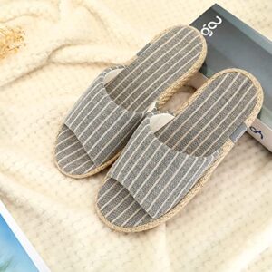 YARSOU House Slippers for Women Indoor Open Toe Women House Slippers Cotton and Linen Shoes Breathable Home TPR Outsole