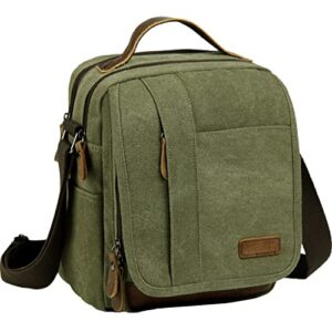 vaschy messenger bag small, canvas water resistant crossbody shoulder bag purse for men and women green