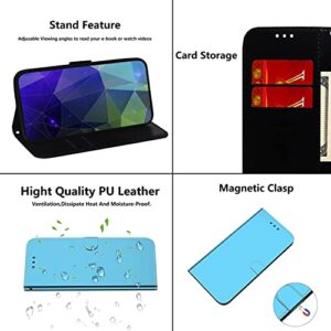 Shiny Reflective Fashion Leather Case with Card Slot forXiaomi Redmi Oppo Realme Reno Flip Case (Blue,Reno 6Pro+/Reno 6Pro Plus)