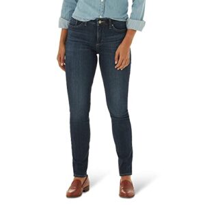 lee womens ultra lux mid-rise slim fit skinny jeans, linwood, 12 long us