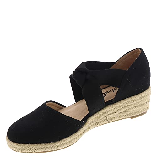 LifeStride Womens Kascade Espadrille Wedge Mary Jane Flat, Black, 9 Wide US