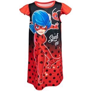 miraculous ladybug big girls nightgown pajamas black/red 10-12