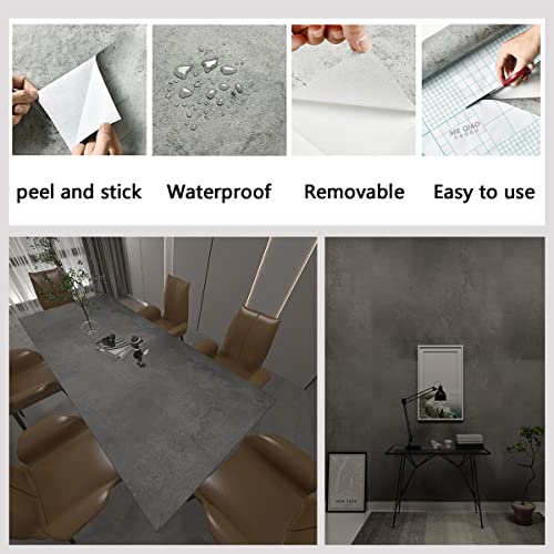 HOLOMEY 11.8"x118" Dark Grey Concrete Contact Paper Peel and Stick Cement Wallpaper Removable Thicken 3D Textured Wallpaper Vinyl Wrap Matte Industrial Wall Stickers for Countertop Kitchen Island