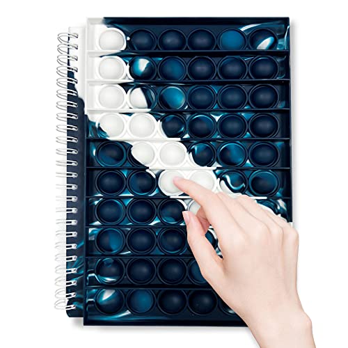 Fidget Notebook, Fidget Spiral Notebook, Push Pop Bubble Fidget Sensory Toy Stress Reliever Stationery, Composition Notebooks Portable for School Office Notebook Kids School Gifts Navy Blue Notebook