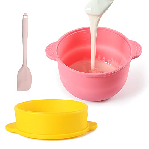 2 PCS Silicone Wax Warmer Liner Nonstick Wax Pot Replacement Wax Warmer Liner Bowl with Wax Spatula, Heat Safe,Easy Clean,Reusable & Foldable Waxing Liner for All Kinds of 16oz Wax Heater Machine