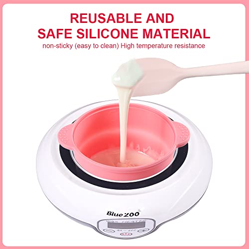 2 PCS Silicone Wax Warmer Liner Nonstick Wax Pot Replacement Wax Warmer Liner Bowl with Wax Spatula, Heat Safe,Easy Clean,Reusable & Foldable Waxing Liner for All Kinds of 16oz Wax Heater Machine