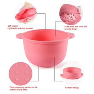 2 PCS Silicone Wax Warmer Liner Nonstick Wax Pot Replacement Wax Warmer Liner Bowl with Wax Spatula, Heat Safe,Easy Clean,Reusable & Foldable Waxing Liner for All Kinds of 16oz Wax Heater Machine