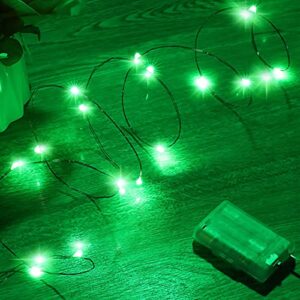 mikasol fairy lights battery operated, 1 pack mini 3*aaa battery powered copper wire led starry string lights firefly lights for bedroom, christmas, parties, decoration (5m/16ft green)
