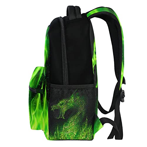 Wamika Fire Dragon Backpack Green Dinosaur School Backpacks Preschool Book Bag