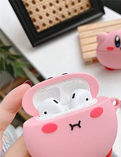Cartoon Case Compatible with Apple AirPods Pro Case Cover Silicone Shockproof Slim Ultrathin Cute Protective Case Anti-Fall Headphone Case (Pink Monster, Airpods Pro)